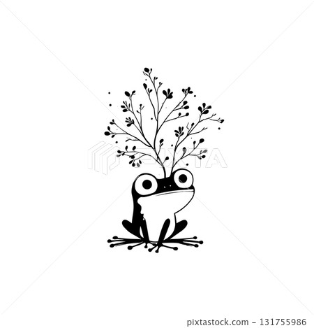 Tree Frog. Tree Frog simple black and white line art vector logo Tree Frog. Tree Frog simple black and white line art vector logo 131755986