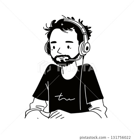 YouTuber. YouTuber simple black and white line art vector logo 131756022