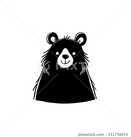 Brown Bear. Brown Bear simple black and white line art vector logo 131756053