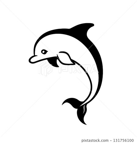 Dolphin. Dolphin simple black and white line art vector logo 131756100