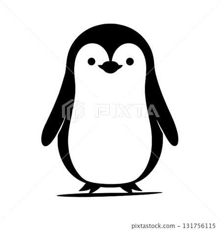 Emperor Penguin. Emperor Penguin simple black and white line art vector logo 131756115