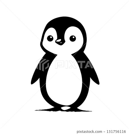 Emperor Penguin. Emperor Penguin simple black and white line art vector logo 131756116