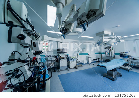 Modern equipment in operating room. Medical devices for neurosurgery. Modern equipment in operating room. Medical devices for neurosurgery. 131756205