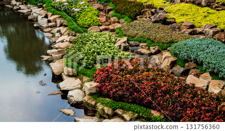 Luxury landscape design of the tropical garden. 131756360