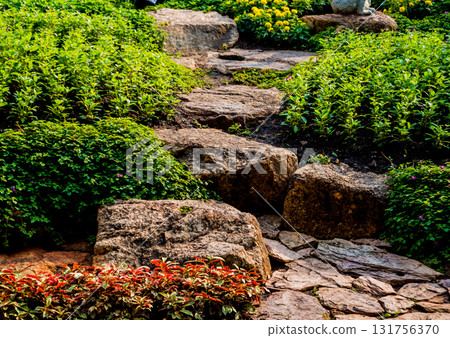 Luxury landscape design of the tropical garden.  131756370