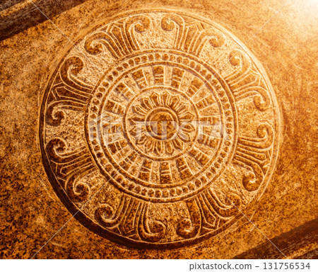 Symbols of Buddhism. South-Eastern Asia. Details of buddhist temple in Thailand. 131756534