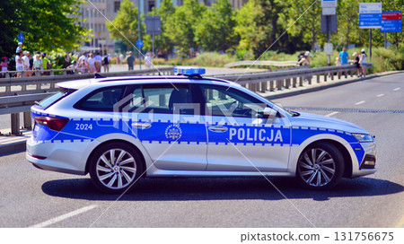 Warsaw, Poland. 15 August 2025. Polish police car on parked on a street. Warsaw, Poland. 15 August 2025. Polish police car on parked on a street. 131756675