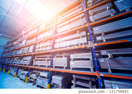 Warehouse industrial company. Commercial warehouse. Crates stacked 131756681