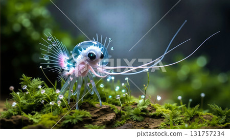 A small white and blue fish with a big eye on it's head 131757234