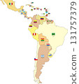 South America map - Country color coding, flag and country name layers 131757379