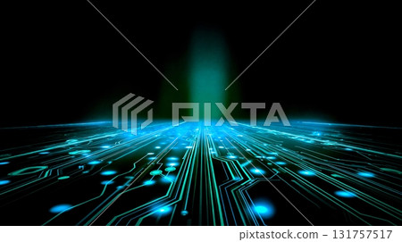 A computer circuit board with a bright light coming out of it A computer circuit board with a bright light coming out of it 131757517