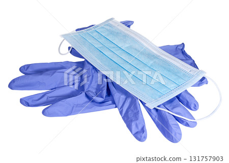Medical mask on the latex gloves Medical mask on the latex gloves 131757903