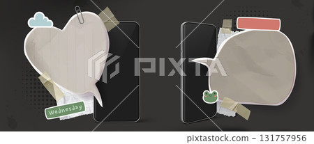 Phone mockups with speech bubbles Phone mockups with speech bubbles 131757956