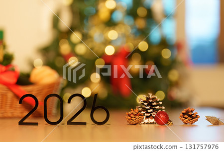 Christmas and New Year 2026 with Pinecones and Decorations Christmas and New Year 2026 with Pinecones and Decorations 131757976