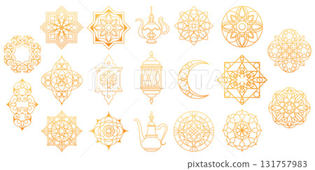 Islamic Ramadan ornament icons 131757983