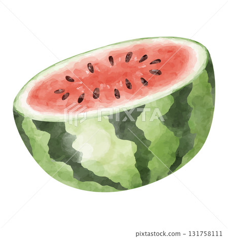 切成兩半的西瓜水彩插圖 131758111