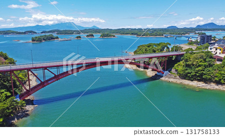 Drone aerial photography of Amakusa Five Bridges, No. 5 Bridge (Matsushima Bridge) Drone aerial photography of Amakusa Five Bridges, No. 5 Bridge (Matsushima Bridge) 131758133