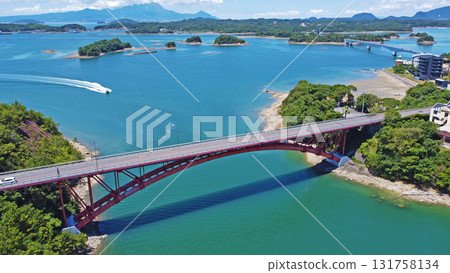 Drone aerial photography of Amakusa Five Bridges, No. 5 Bridge (Matsushima Bridge) Drone aerial photography of Amakusa Five Bridges, No. 5 Bridge (Matsushima Bridge) 131758134