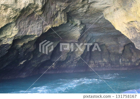 Inside a Sea Cave on the Algarve Coast, Portugal 131758167