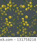 Beautiful olive and green berries with splashes on a branch seamless floral botanical pattern. Digital watercolor 131758218