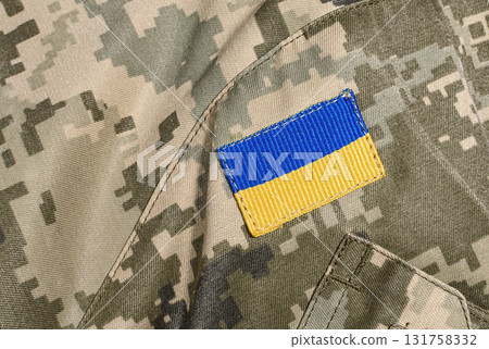 Military uniform with Ukrainian flag patch Military uniform with Ukrainian flag patch 131758332