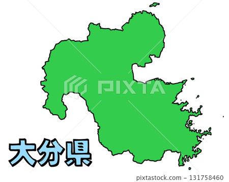 A slightly loose map of Oita Prefecture written in simple style 131758460