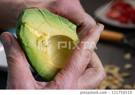 Avocado is a fruit with many benefits, omega, vitamins and minerals, persea americana 131758519