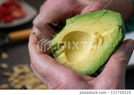 Avocado is a fruit with many benefits, omega, vitamins and minerals, persea americana 131758520