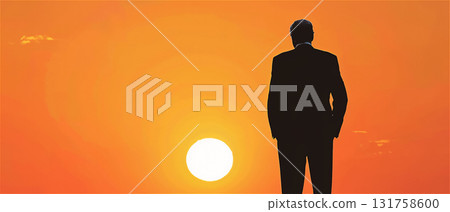 Silhouette of a man with a sunset behind him Silhouette of a man with a sunset behind him 131758600