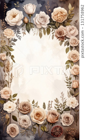 古董玫瑰垂直框架 131758962