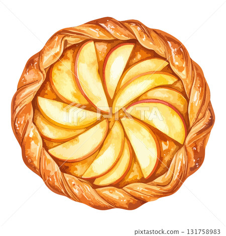 AI生成的蘋果派水彩插畫 131758983