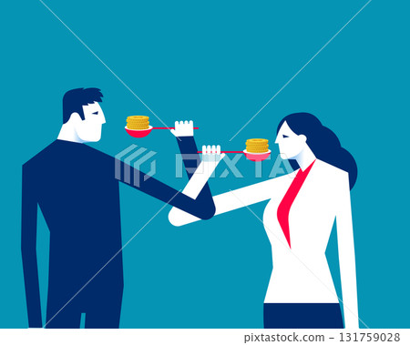 Corruption. Two business person or politicians are fighting over money 131759028