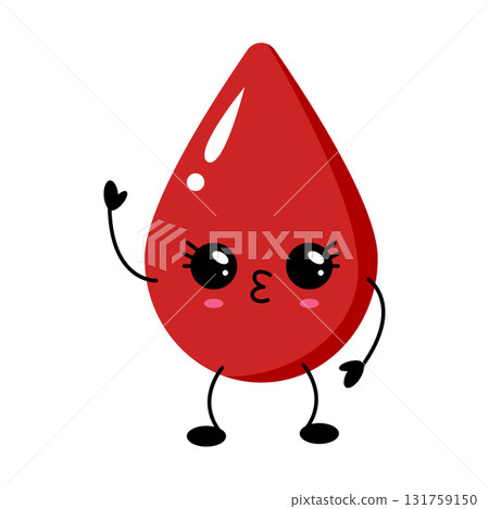 Cute blood drop character blowing kiss 131759150
