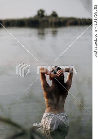 Young Asian women enjoying the resort 131759382