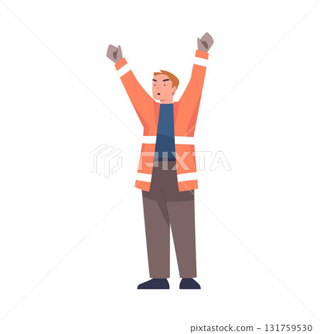 Man Worker Protesting Participate in Public Demonstration and Rally Vector Illustration 131759530