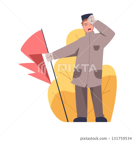 Man Worker Protesting Participate in Public Demonstration and Rally Vector Illustration 131759534