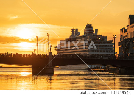 Asuka III and the sunset at Nusamai Bridge 131759544