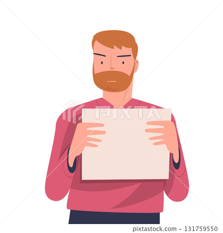 Man Worker Protesting Participate in Public Demonstration and Rally Hold Banner Vector Illustration 131759550
