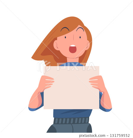 Woman Worker Protesting Participate in Public Demonstration and Rally Hold Banner Vector Illustration 131759552