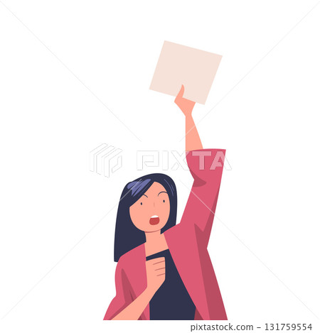 Woman Worker Protesting Participate in Public Demonstration and Rally Vector Illustration 131759554
