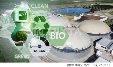 Carbon neutral biogas decarbonization concept 131759647