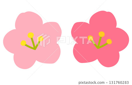 Peach blossoms, plum blossoms, Japanese patterns 131760283