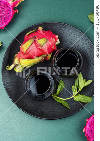Pitaya juice with mint leaves. 131760496