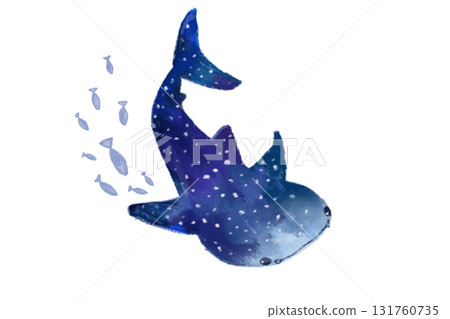 可愛的鯨鯊水彩插圖 可愛的鯨鯊水彩插圖 131760735