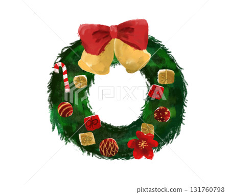 Watercolor stylish Christmas wreath illustration Watercolor stylish Christmas wreath illustration 131760798