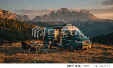 Van life sunset in mountains Van life sunset in mountains 131760844
