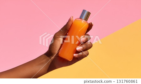 Hand with a colorful juice 131760861