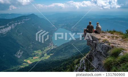 Viewers on mountain cliff Viewers on mountain cliff 131760900