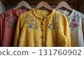 Vibrant embroidered shirts displayed 131760902