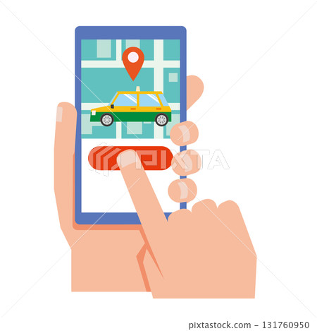 Illustration of calling a car using a ride-hailing app 131760950